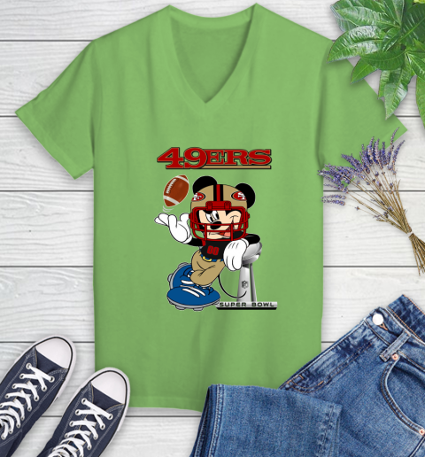 NFL San Francisco 49ers Mickey Mouse Disney Super Bowl Football T Shirt Women's V-Neck T-Shirt 11