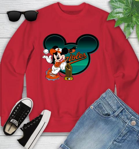 MLB Baltimore Orioles The Commissioner's Trophy Mickey Mouse Disney Youth Sweatshirt 9