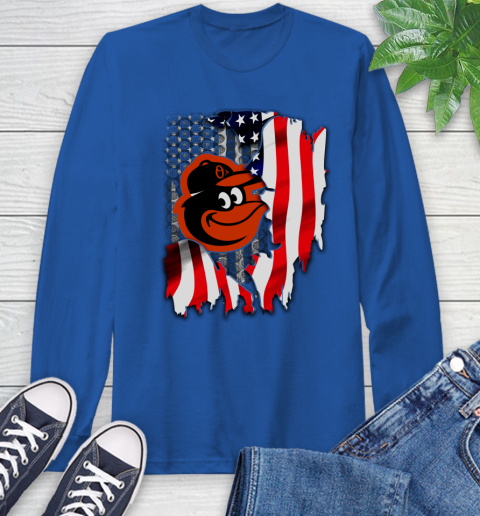 Baltimore Orioles MLB Baseball American Flag Long Sleeve T-Shirt 10