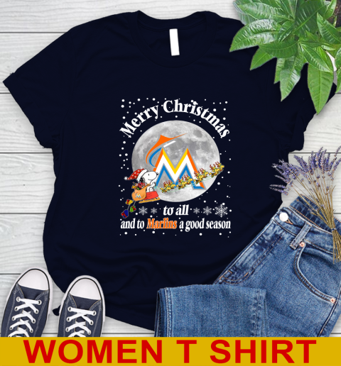 Miami Marlins Merry Christmas To All And To Marlins A Good Season MLB Baseball Sports Women's T-Shirt 2