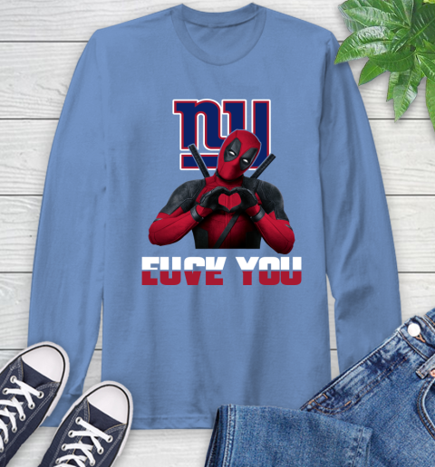 NHL New York Giants Deadpool Love You Fuck You Football Sports Long Sleeve T-Shirt 12