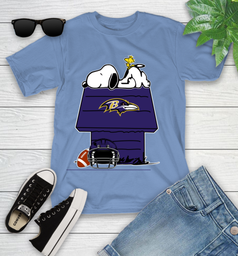Baltimore Ravens NFL Football Snoopy Woodstock The Peanuts Movie Youth T-Shirt 11