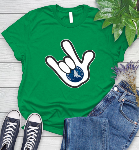 Minnesota Timberwolves NBA Basketball Mickey Rock Hand Disney Women's T-Shirt 6
