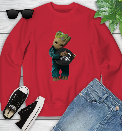 NHL Groot Guardians Of The Galaxy Hockey Sports Colorado Avalanche Youth Sweatshirt 9
