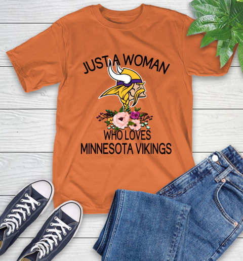 NFL Just A Woman Who Loves Minnesota Vikings Football Sports T-Shirt 3