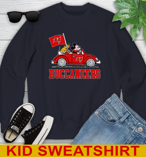 NFL Football Tampa Bay Buccaneers Pluto Mickey Driving Disney Shirt Youth Sweatshirt 3