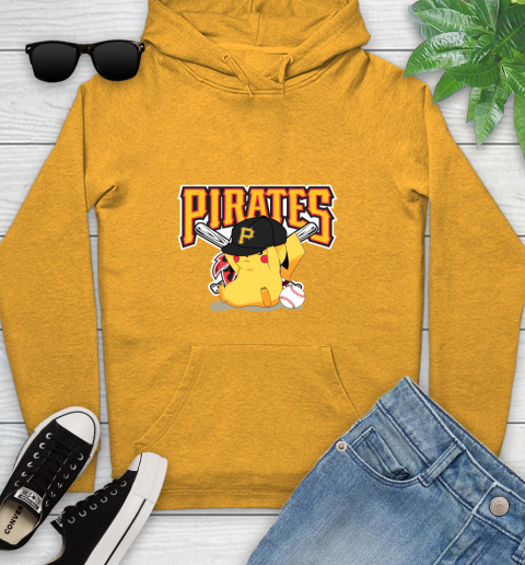 MLB Pikachu Baseball Sports Pittsburgh Pirates Youth Hoodie 3