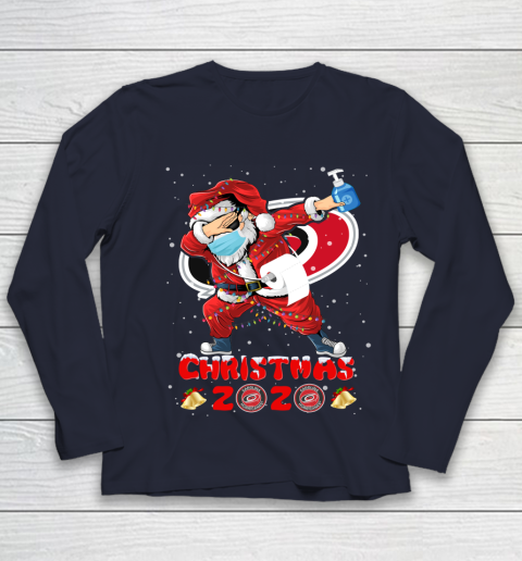 Carolina Hurricanes Funny Santa Claus Dabbing Christmas 2020 NHL Youth Long Sleeve 2