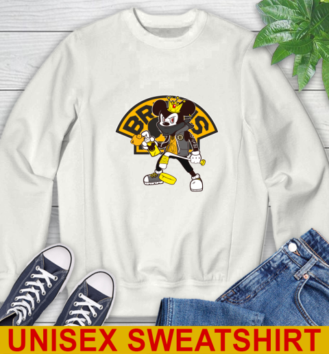 Boston Bruins NHL Hockey Mickey Peace Sign Sports Sweatshirt