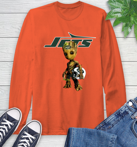 New York Jets NFL Football Groot Marvel Guardians Of The Galaxy Long Sleeve T-Shirt 5