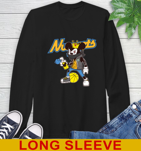 Denver Nuggets NBA Basketball Mickey Peace Sign Sports Long Sleeve T-Shirt 2