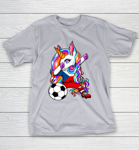 Dabbing Unicorn Czech Republic Soccer Fans Jersey Football T-Shirt 6