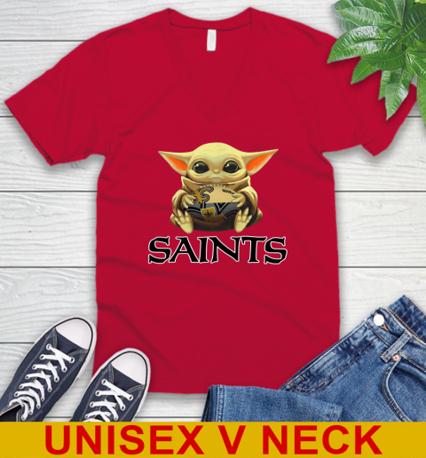 NFL Football New Orleans Saints Baby Yoda Star Wars Shirt V-Neck T-Shirt 8 NFL Football New Orleans Saints Baby Yoda Star Wars Shirt V-Neck T-Shirt - Image 8