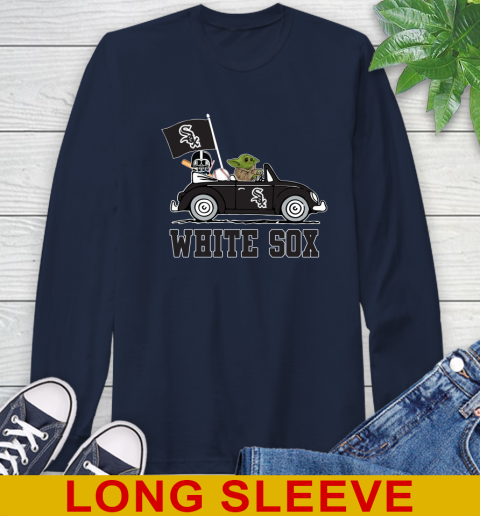 MLB Baseball Chicago White Sox Darth Vader Baby Yoda Driving Star Wars Shirt Long Sleeve T-Shirt 4