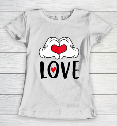 Disney Mickey and Minnie Mouse Heart Hands Love Women's T-Shirt