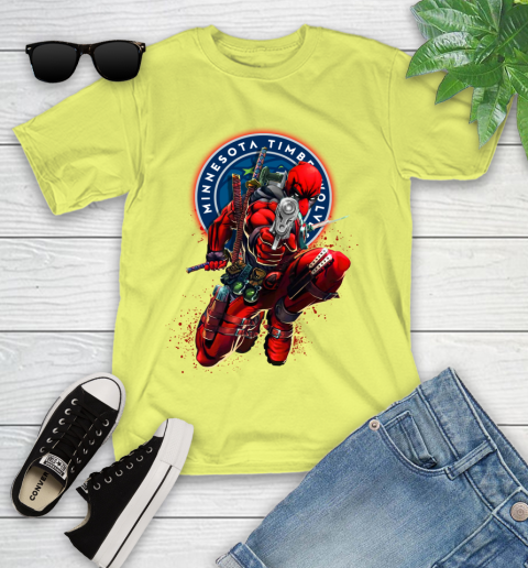 NBA Deadpool Marvel Comics Sports Basketball Minnesota Timberwolves Youth T-Shirt 8
