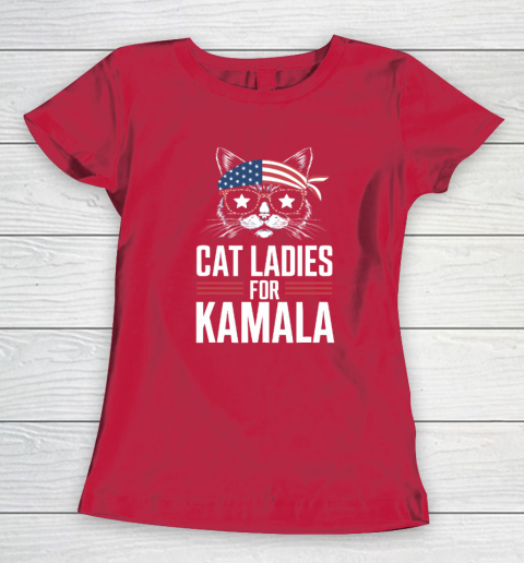 Cat Ladies for Kamala Funny Cat 2024 President Kamala Harris Women's T-Shirt 7