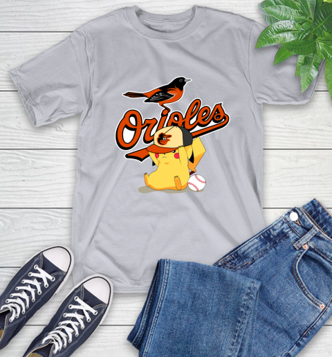 MLB Pikachu Baseball Sports Baltimore Orioles T-Shirt 6