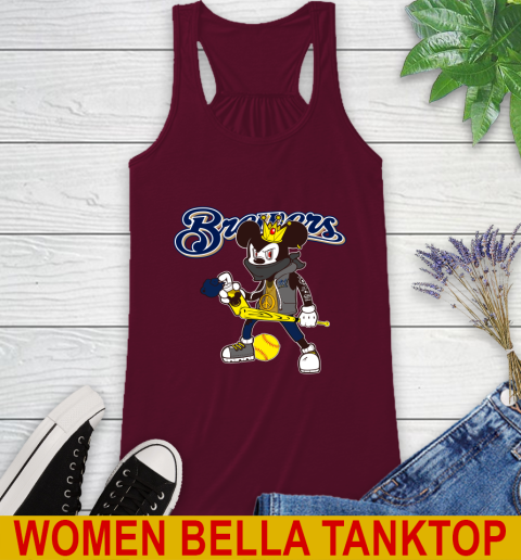 Milwaukee Brewers MLB Baseball Mickey Peace Sign Sports Racerback Tank 3