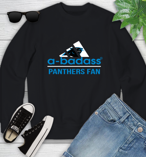 NFL A Badass Carolina Panthers Fan Adidas Football Sports Youth Sweatshirt