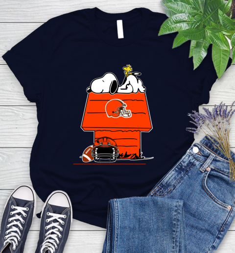 Cleveland Browns NFL Football Snoopy Woodstock The Peanuts Movie Women's T-Shirt 3