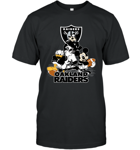 NFL Oakland Raiders Mickey Mouse Donald Duck Goofy Football T Shirt