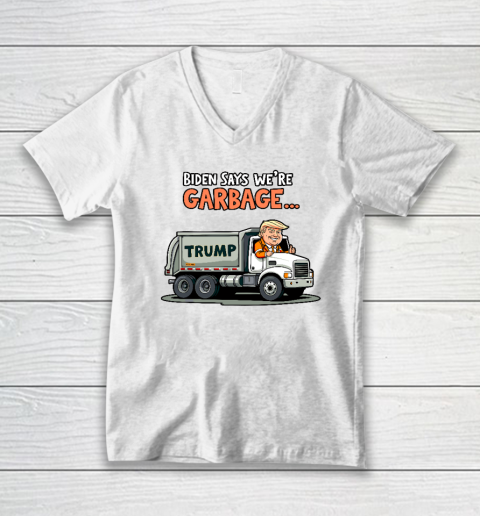 Donald Trump Rides In Garbage Truck V-Neck T-Shirt
