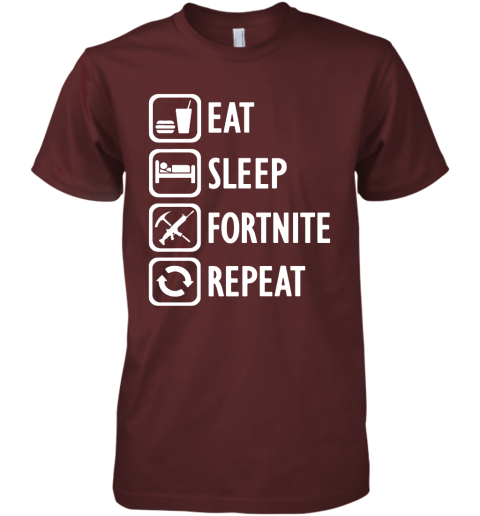 ufvj eat sleep fortnite repeat for gamer fortnite battle royale shirts premium guys tee 5 front maroon