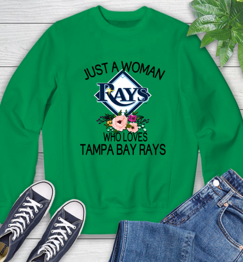 MLB Just A Woman Who Loves Tampa Bay Rays Baseball Sports Sweatshirt 4