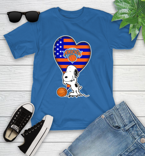 New York Knicks NBA Basketball The Peanuts Movie Adorable Snoopy Youth T-Shirt 9
