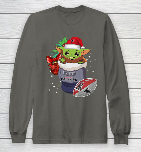 Atlanta Falcons Christmas Baby Yoda Star Wars Funny Happy NFL Long Sleeve T-Shirt 8