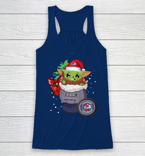 Colorado Avalanche Christmas Baby Yoda Star Wars Funny Happy NHL Racerback Tank 7