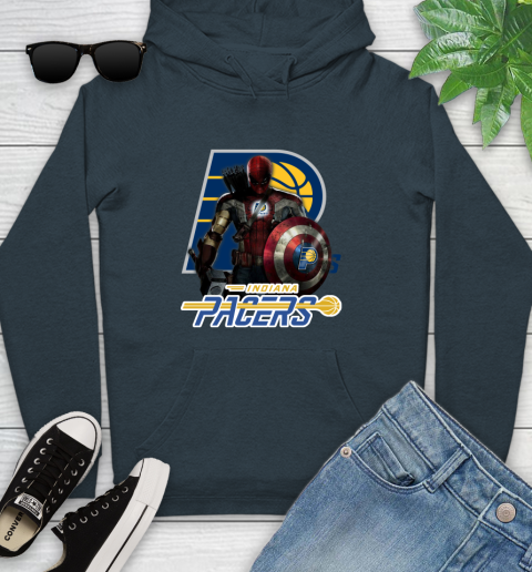 Indiana Pacers NBA Basketball Captain America Thor Spider Man Hawkeye Avengers Youth Hoodie 8