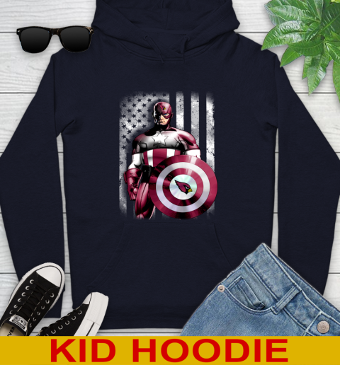 Arizona Cardinals NFL Football Captain America Marvel Avengers American Flag Shirt Youth Hoodie 3