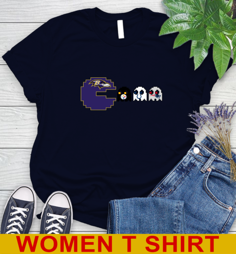 Baltimore Ravens NFL Football Pac Man Champion Women's T-Shirt 3