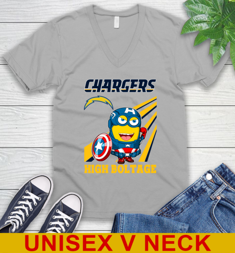 NFL Football Los Angeles Chargers Captain America Marvel Avengers Minion Shirt V-Neck T-Shirt 3