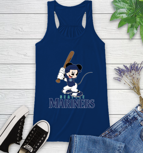 MLB Baseball Seattle Mariners Cheerful Mickey Mouse Shirt Racerback Tank 8