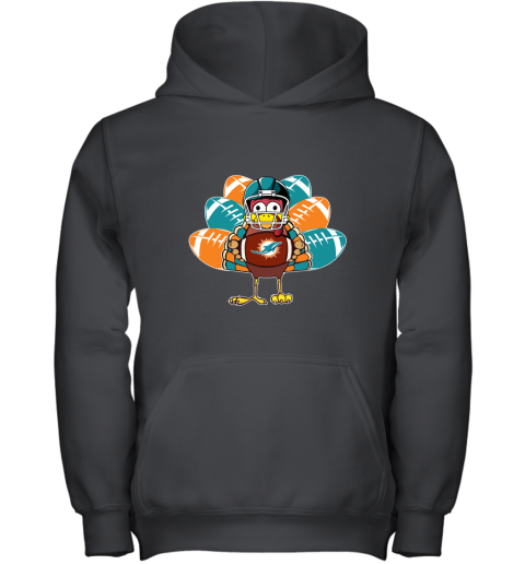 Miami Dolphins Turkey Football Thanksgiving Youth Hoodie