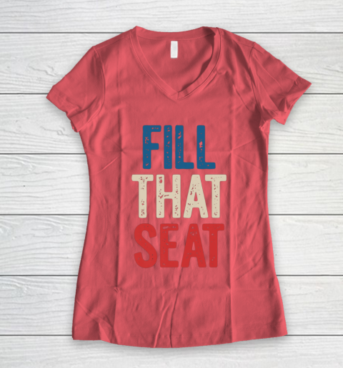 Fill That Seat Vintage North Carolina NC Fill The Seat Retro Women's V-Neck T-Shirt 4