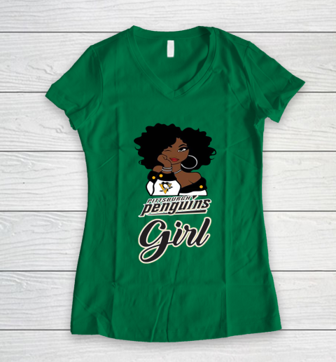 Pittsburgh Penguins Girl NHL Women's V-Neck T-Shirt 5