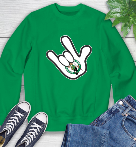 Boston Celtics NBA Basketball Mickey Rock Hand Disney Sweatshirt 6