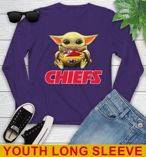 NFL Football Kansas City Chiefs Baby Yoda Star Wars Shirt Youth Long Sleeve 5