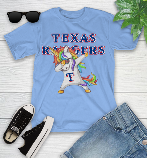 Texas Rangers MLB Baseball Funny Unicorn Dabbing Sports Youth T-Shirt 11