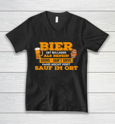 Beer Lover Funny Shirt Beer Cheaper Than Gasoline Drinking Alcohol Drinking Party V-Neck T-Shirt