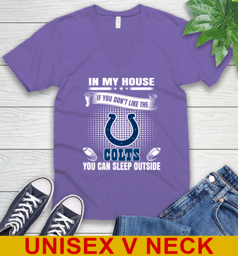 Indianapolis Colts NFL Football In My House If You Don't Like The  Colts You Can Sleep Outside Shirt V-Neck T-Shirt 8