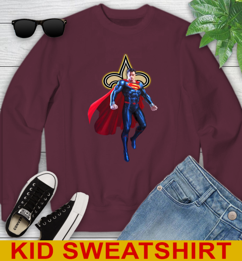 NFL Superman DC Sports Football New Orleans Saints Youth Sweatshirt 5