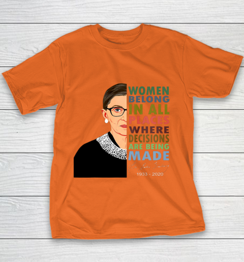 RBG Women Belong In All Places Ruth Bader Ginsburg Youth T-Shirt 3
