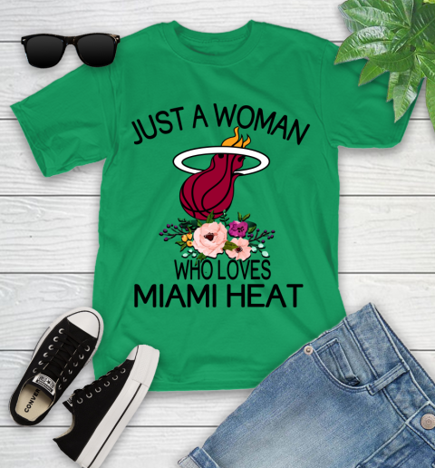 NBA Just A Woman Who Loves Miami Heat Basketball Sports Youth T-Shirt 3