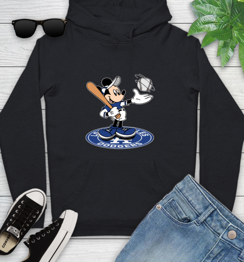 MLB Baseball Los Angeles Dodgers Cheerful Mickey Disney Shirt Youth Hoodie