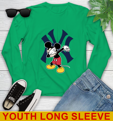 New York Yankees MLB Baseball Dabbing Mickey Disney Sports Youth Long Sleeve 7
